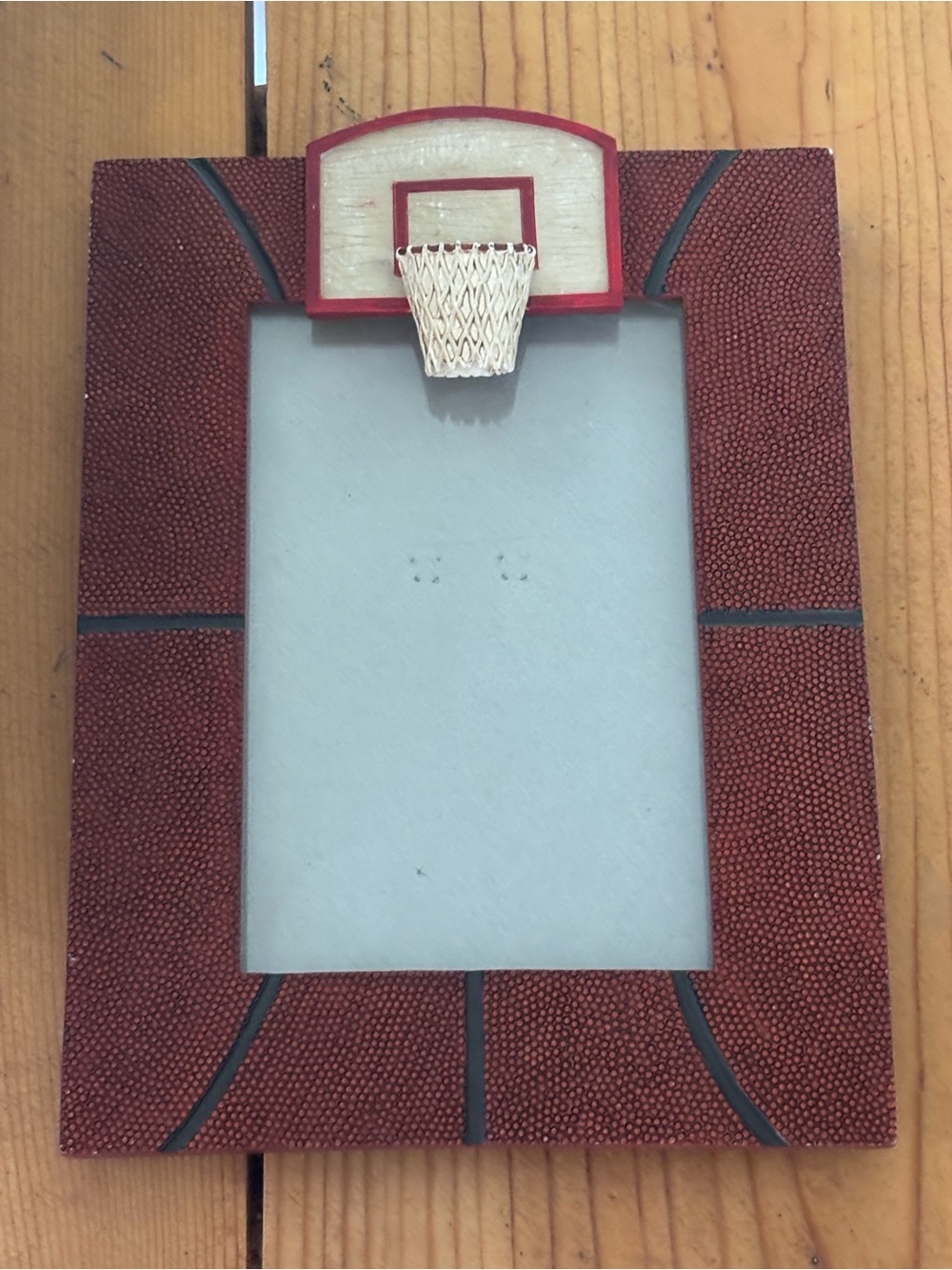 VTG Russ Berrie Brown Basketball-Themed Photo Frame with White Hoop